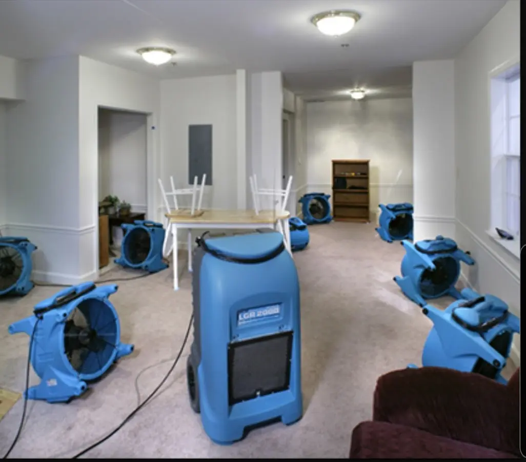 Air movers and dehumidifier setup for Water Extraction & Removal in El Centro